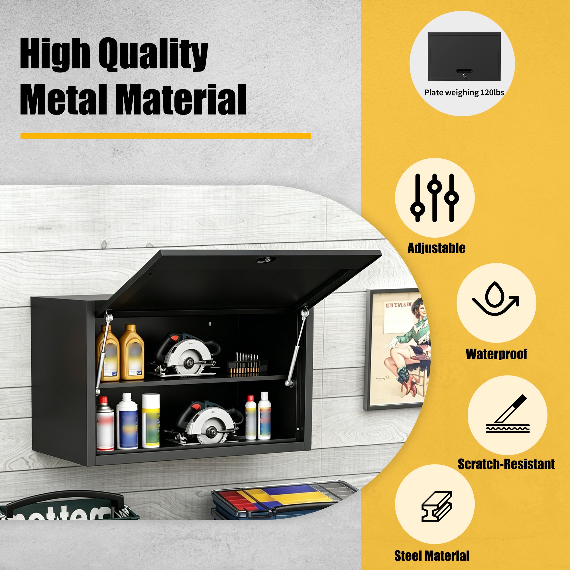 Heavy Duty Wall Mounted Tool Storage Cabinet – Steel Metal Garage Cabinet for Workshop, Basement, Kitchen