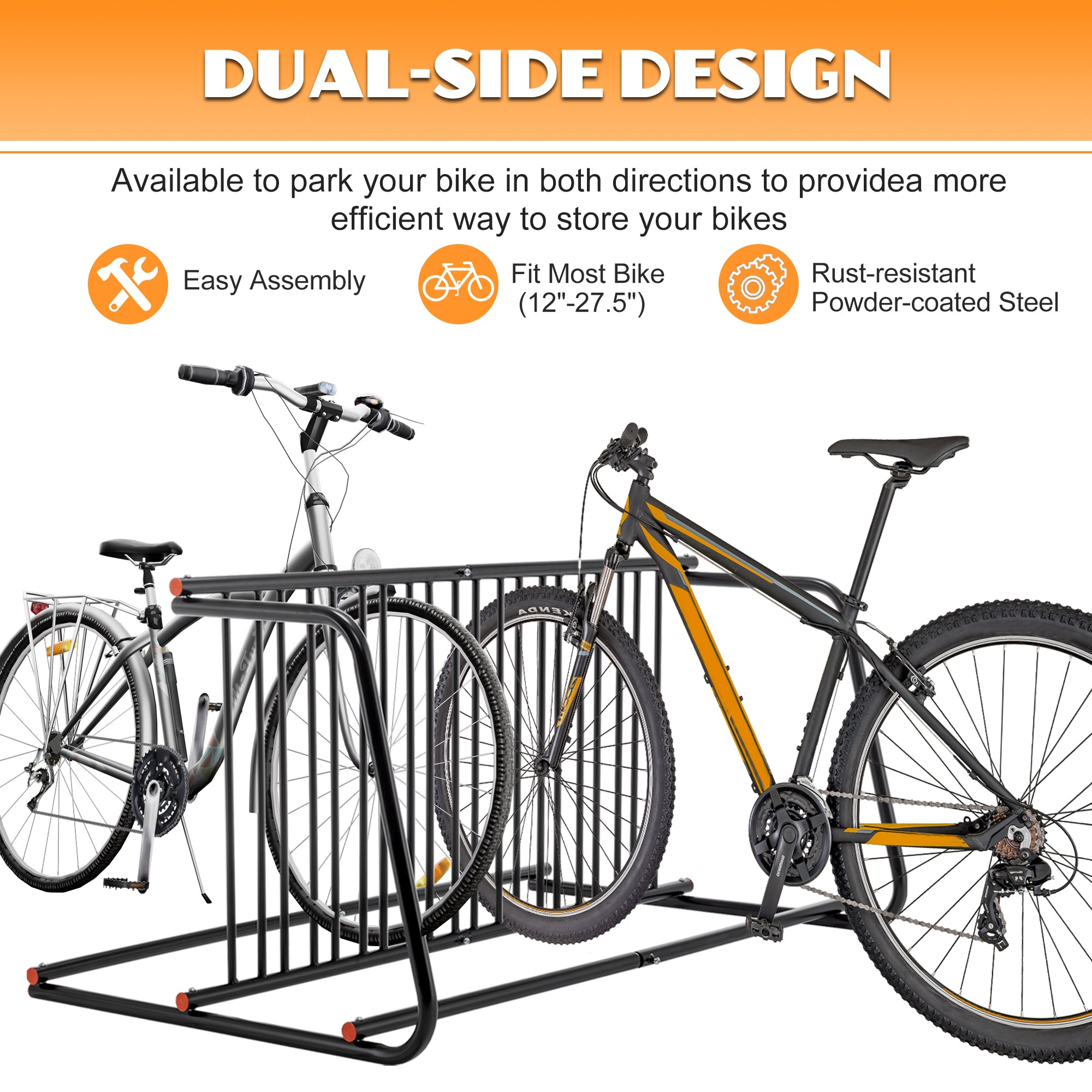 10-Bike Floor Bike Rack – Heavy-Duty Freestanding Metal Bicycle Storage for Garage, Storefront & School