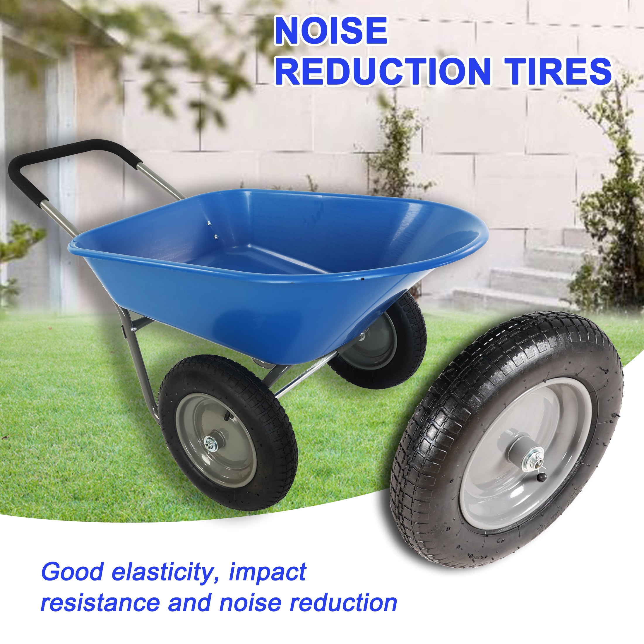 wheel barrow Two wheeled trolley for blue garden 15 inch pneumatic wheel WB189BL