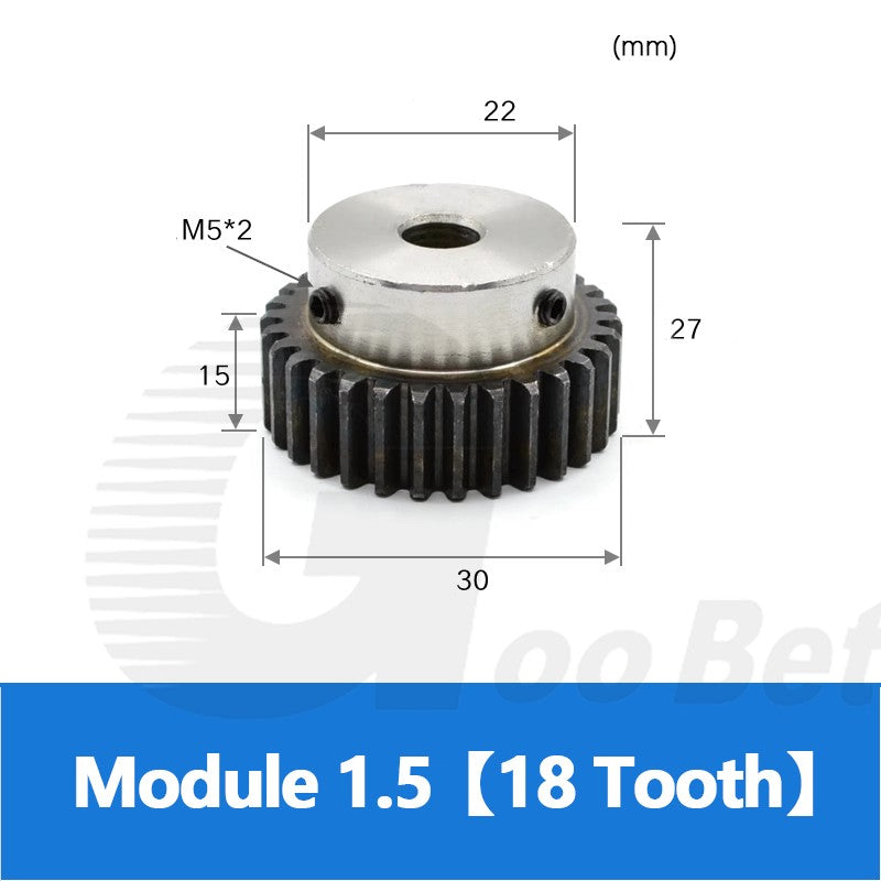 Spur Gear C45 Steel Mod 1.5 with Hub 12-60 Tooth Motor Pinion Hardened Precision