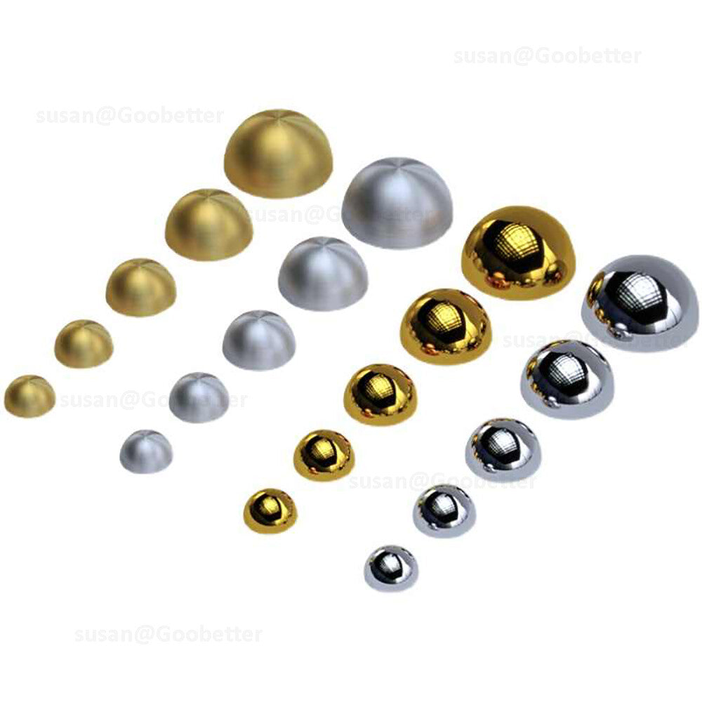 Dome Screw Cover Caps – Electroplated Stainless Steel Mirror Screws, 20mm to 50mm, Silver and Gold