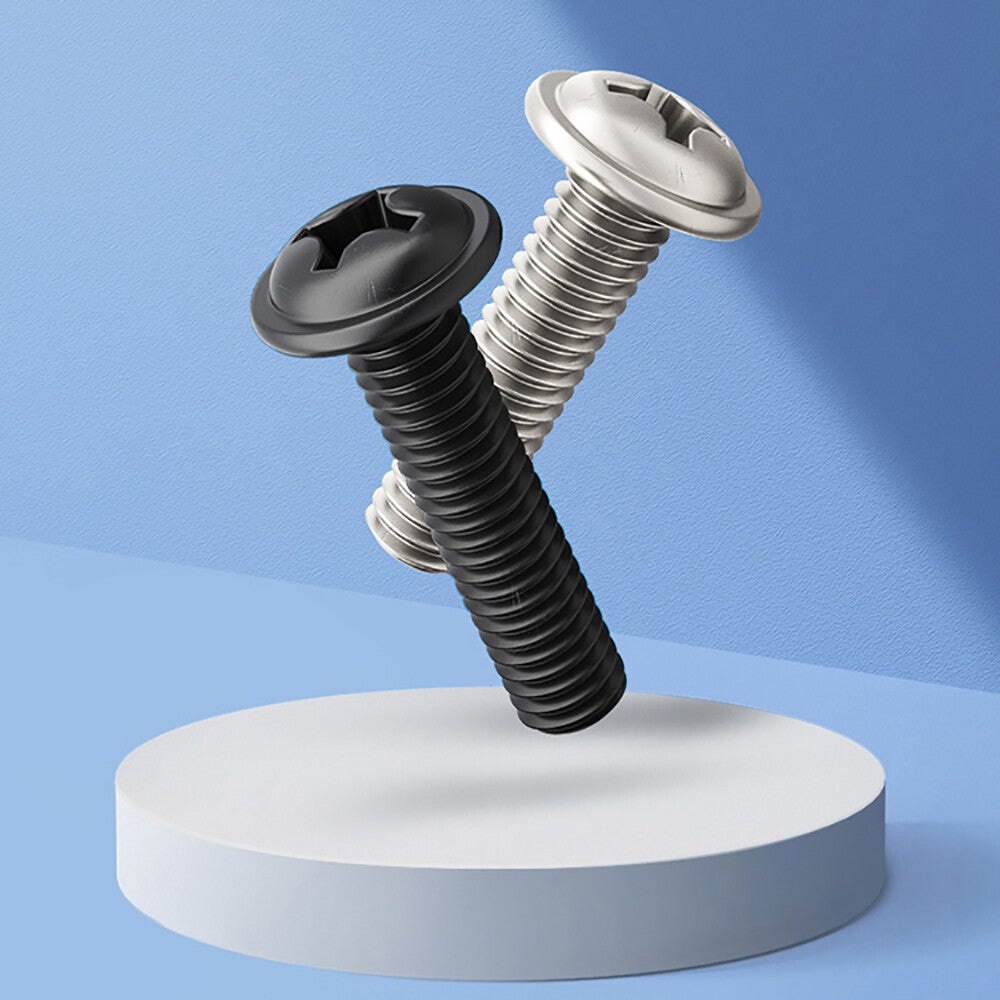 M2–M4 Flanged Button Head Phillips Screws – Black Zinc or Nickel Plated Carbon Steel