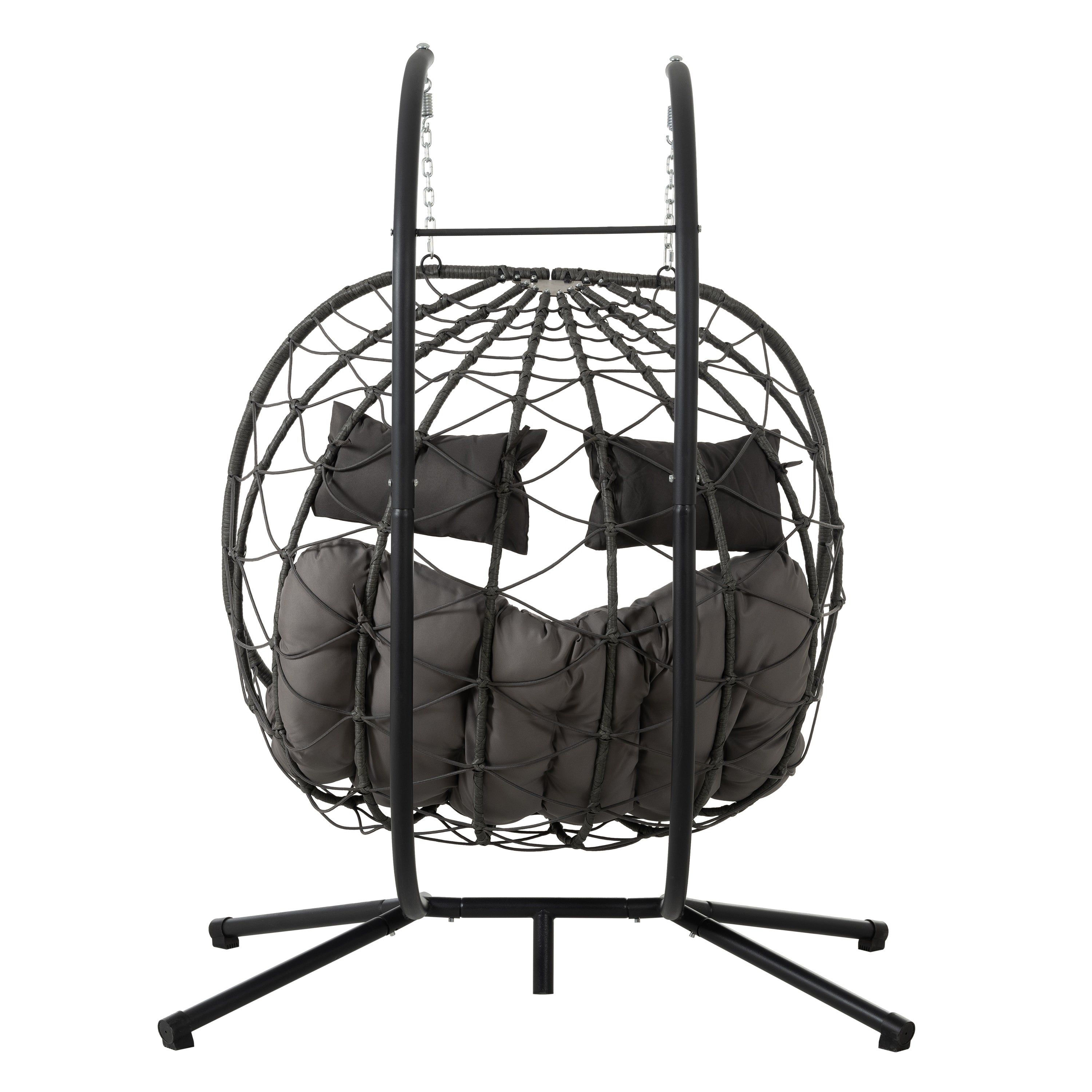 2-Person Egg Chair with Stand – Wicker Hanging Swing Chair for Patio, Garden & Balcony