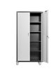 Garage Storage Cabinets with Locking Doors & 4 Adjustable Shelves – Heavy Duty Metal Cabinet with Casters