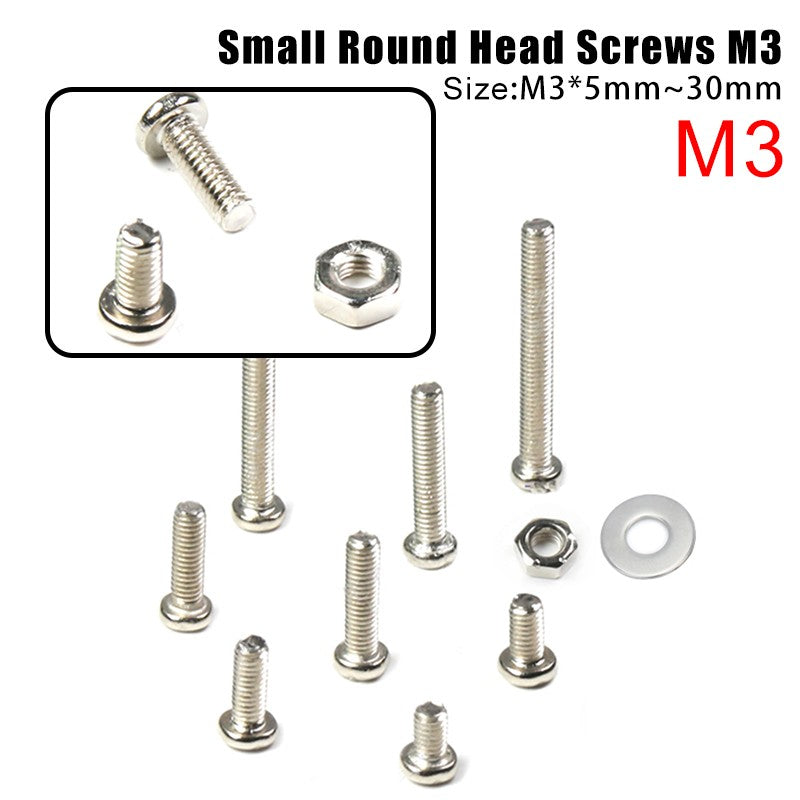 M3 Phillips Round Head Machine Screws – Small Bolts, Nickel Plated (5mm–30mm Lengths)