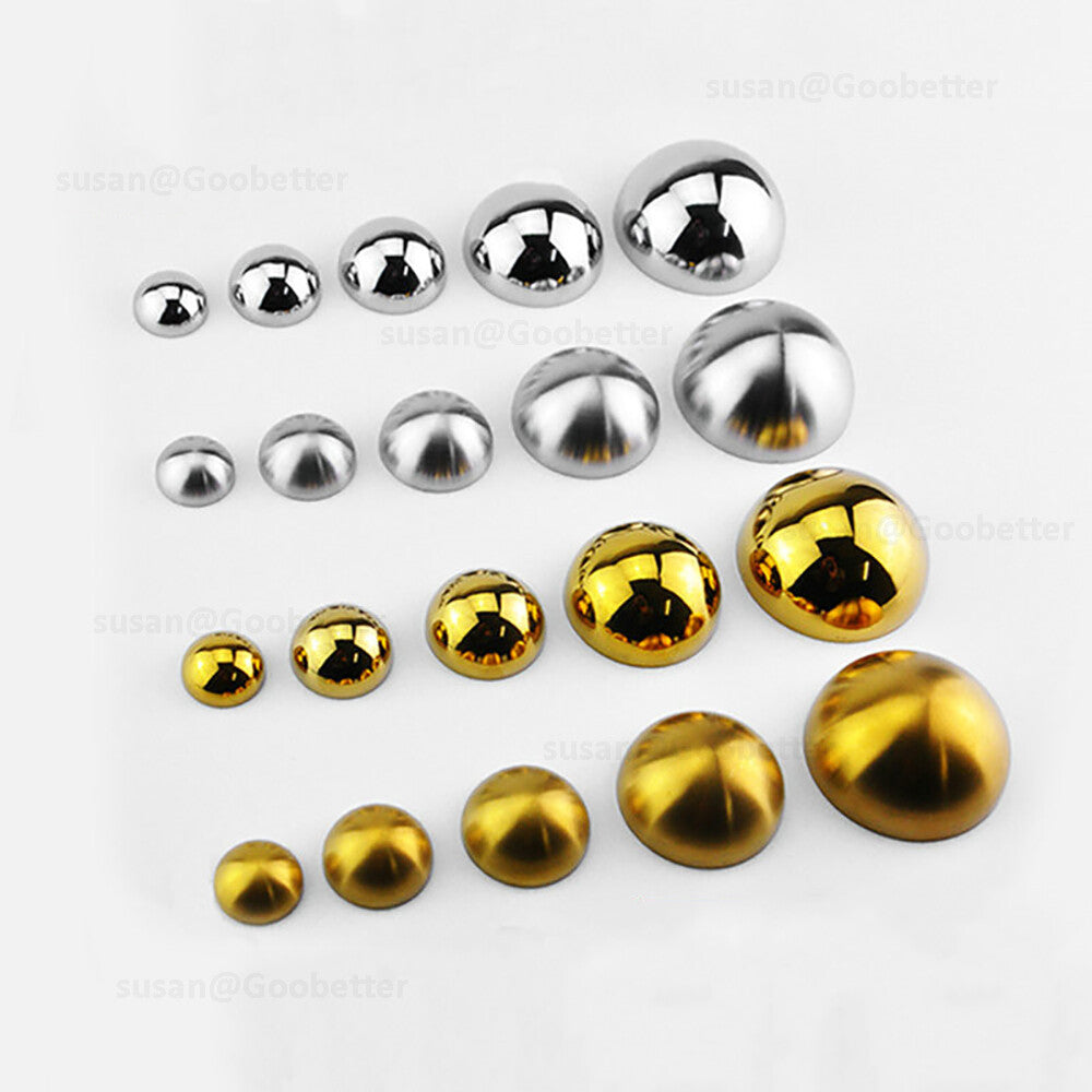 Dome Screw Cover Caps – Electroplated Stainless Steel Mirror Screws, 20mm to 50mm, Silver and Gold