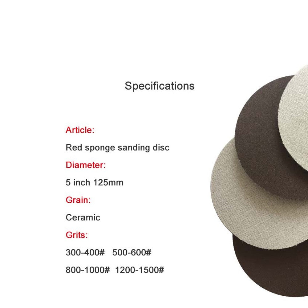 4 Inch（100mm）Hook & Loop Sponge Sandpaper Red Sanding Discs 300 Grit - 1500 Grit