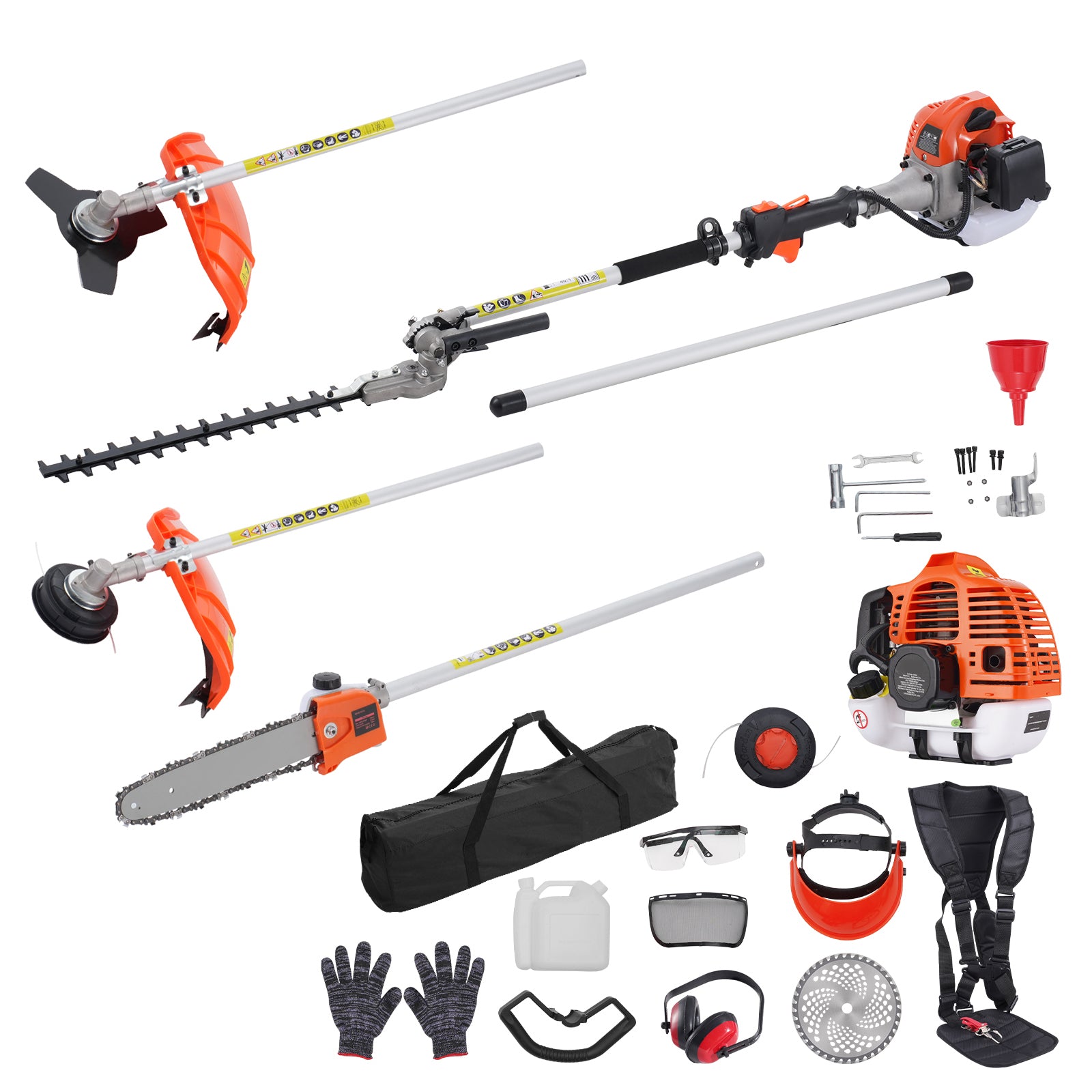 43CC 6-in-1 Gas-Powered Multi-Tool | Hedge Trimmer, Pole Saw, Brush Cutter & String Trimmer – 2-Stroke Engine