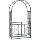Outsunny 81" Metal Garden Arbor with Double Doors, Locking Gate, Climbing Vine Frame with Heart Motifs, Arch for Wedding, Bridal Party Decoration, Grey