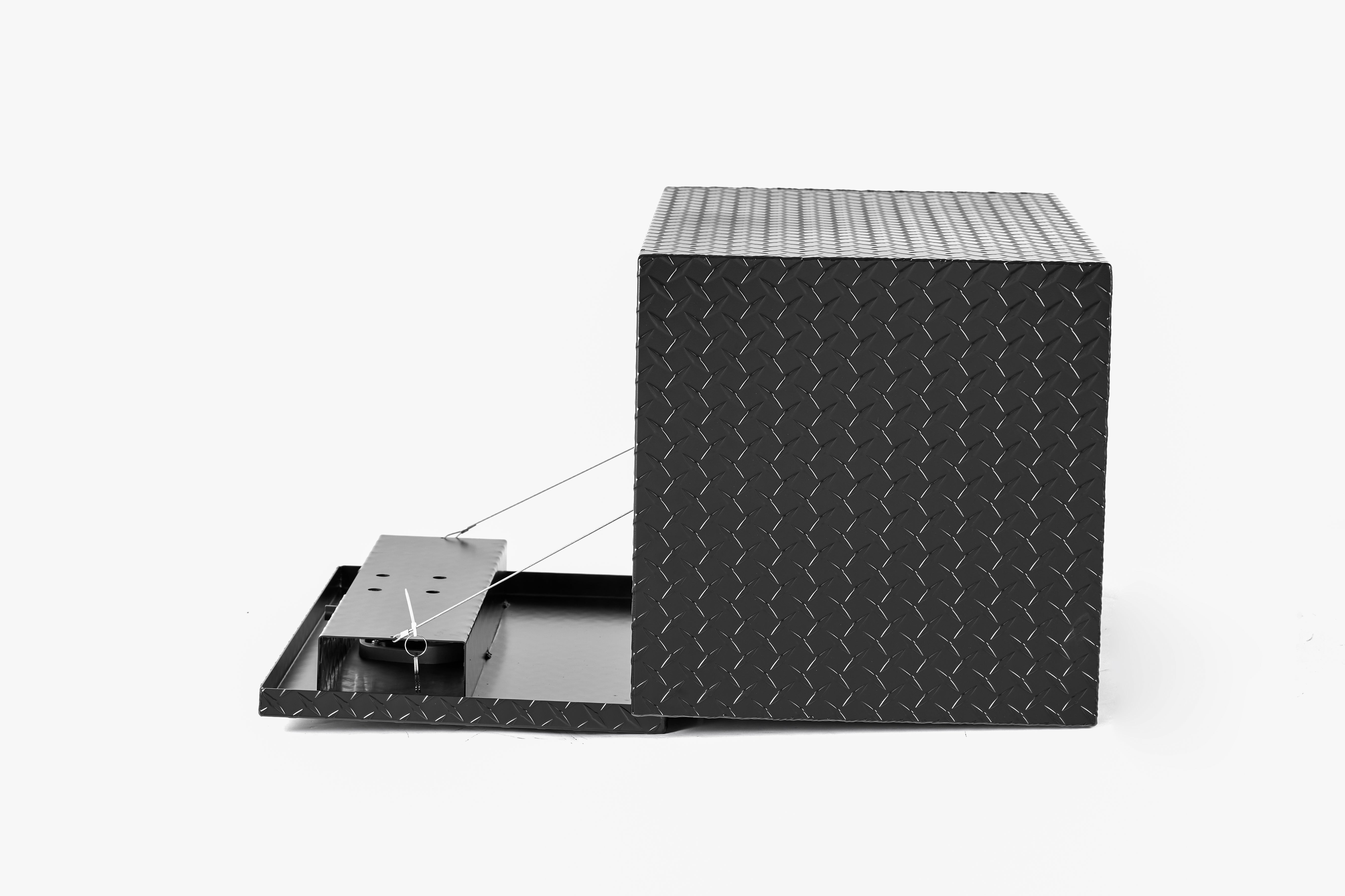 30" Aluminum Underbody Truck Tool Box — Matte Black Diamond Plate, Waterproof & Lockable