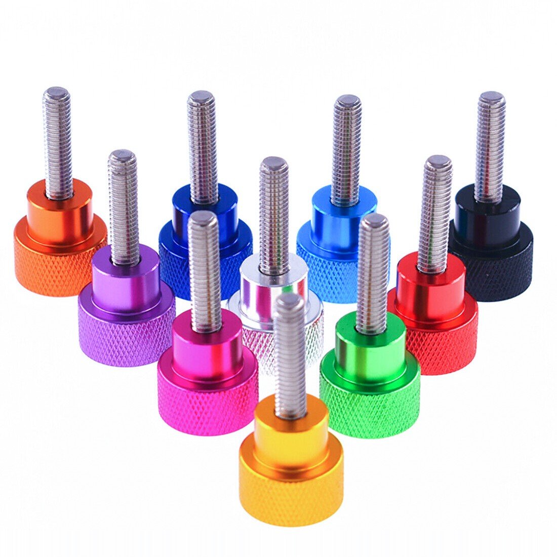 #6-32 UNC Knurled Thumb Screws — Aluminum & Stainless Steel, Hand Grip Knob Bolts