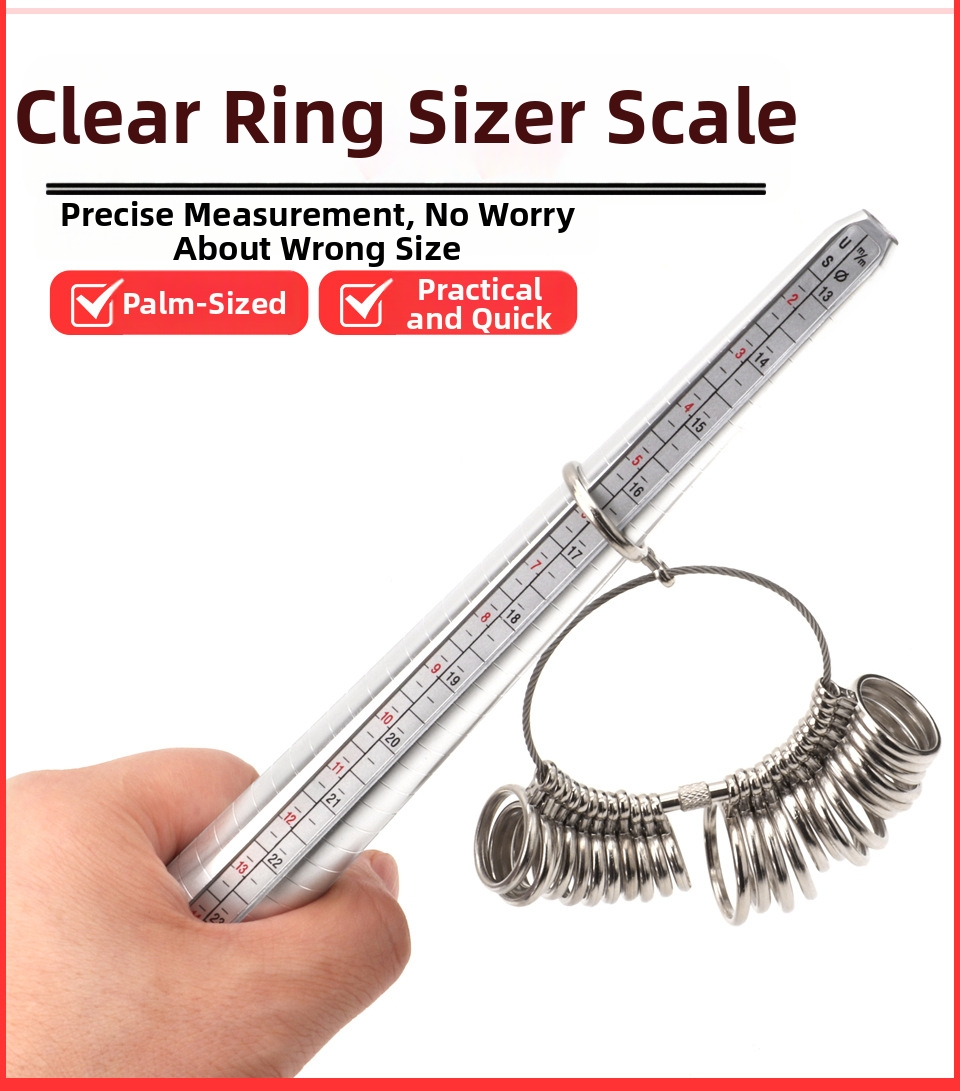 Ring Sizer & Mandrel Set – US Ring Size Measurement Tool with Alloy Ring Gauge & Aluminum Mandrel (0–13 / 0–15)