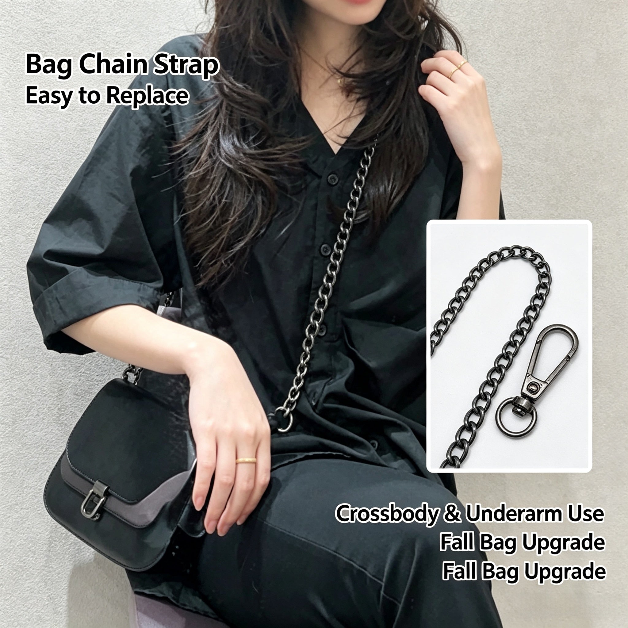 Metal Bag Chain Strap – Replacement Crossbody Shoulder Strap for Handbags & Purses