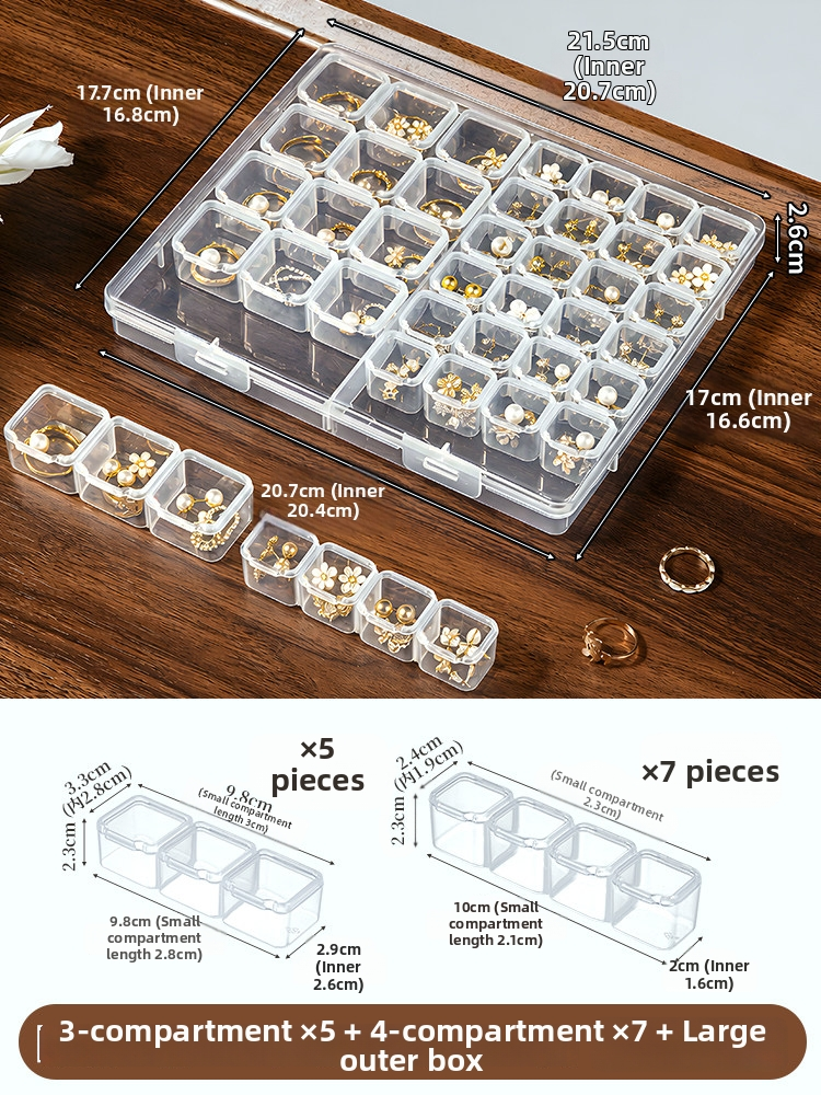 Anti-Tarnish Transparent Jewelry Storage Box – Multi-Compartment for Earrings, Rings & Necklaces