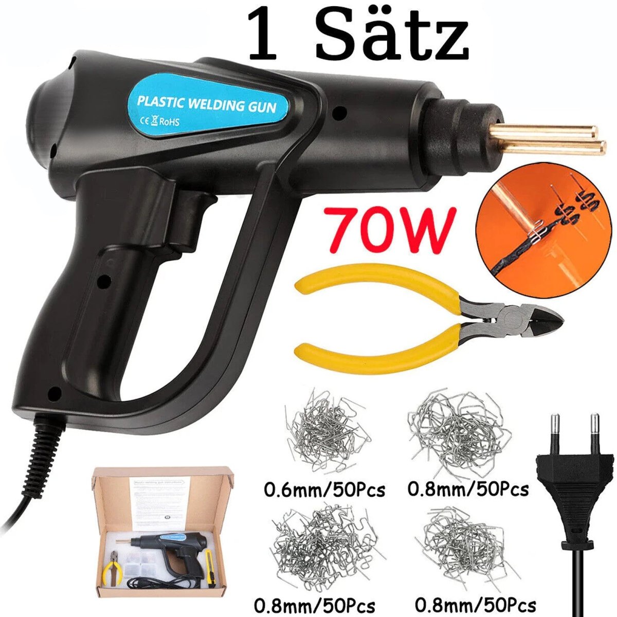 70W welding machine car plastic repair car welding plastic+200 clamp set - HomeDIYer