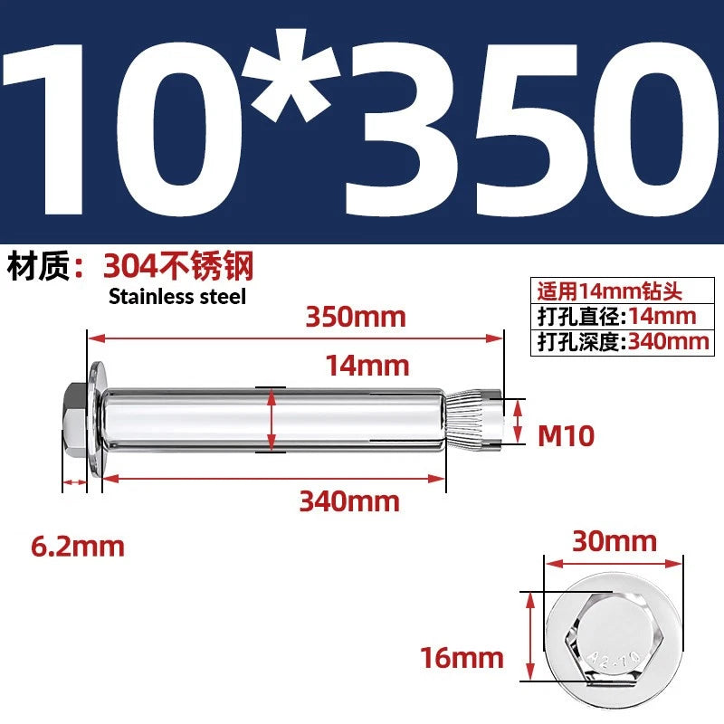 Stainless Steel Masonry Concrete Expansion Anchor Bolt — M6 M8 M10 M12 M16 | 304 & 201 SS