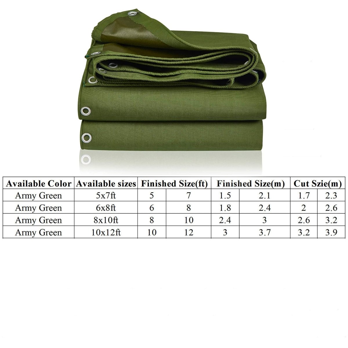 5×7ft to 12×16ft Army Green Heavy Duty Poly Tarp Waterproof Awning Poly PVC Boat Canopy Cover Tarpaulin Tent - HomeDIYer
