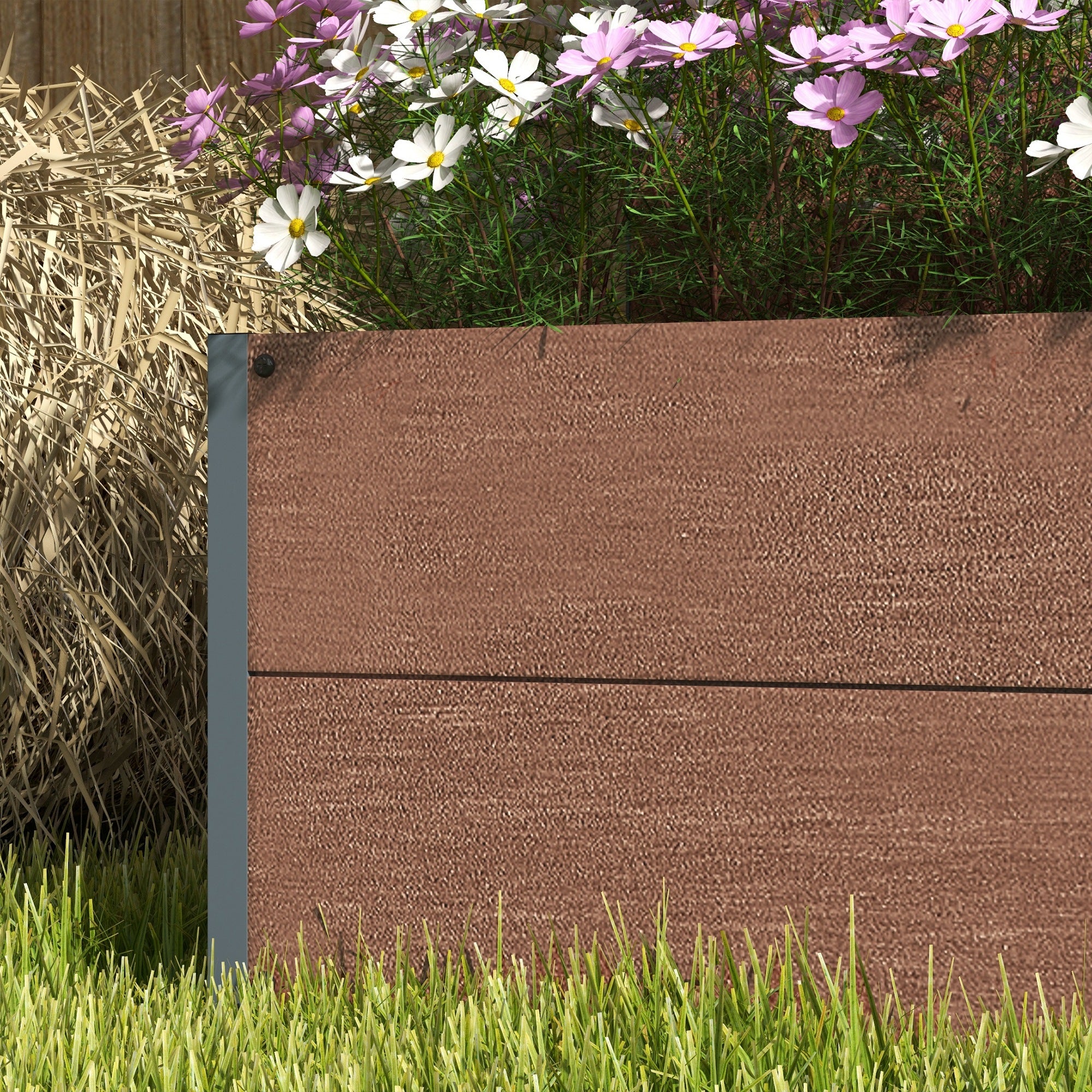 Outsunny Raised Garden Bed with Trellis for Climbing Plants, Planter Box with Drainage Gap, Freestanding Trellis Planter for Outdoor, Patio, Deck, 28.25" x 15" x 59", Brown