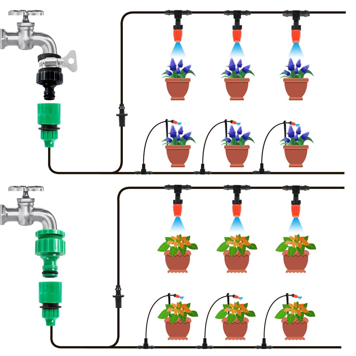 Gardening irrigation equipment 1/4 - inch Mist Irrigation Kits Accessories Plant Watering System Spray automatic watering atomization spray water diameter 30cm - HomeDIYer