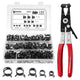 100Pcs 10-21mm Spring Hose Clamps Fuel Line Hose Clamp with Hose Clamp Pliers, 5 Sizes Low Pressure Air Clamp, Water Pipe Air Tube Silicone Vacuum Hose Clamp Fastener