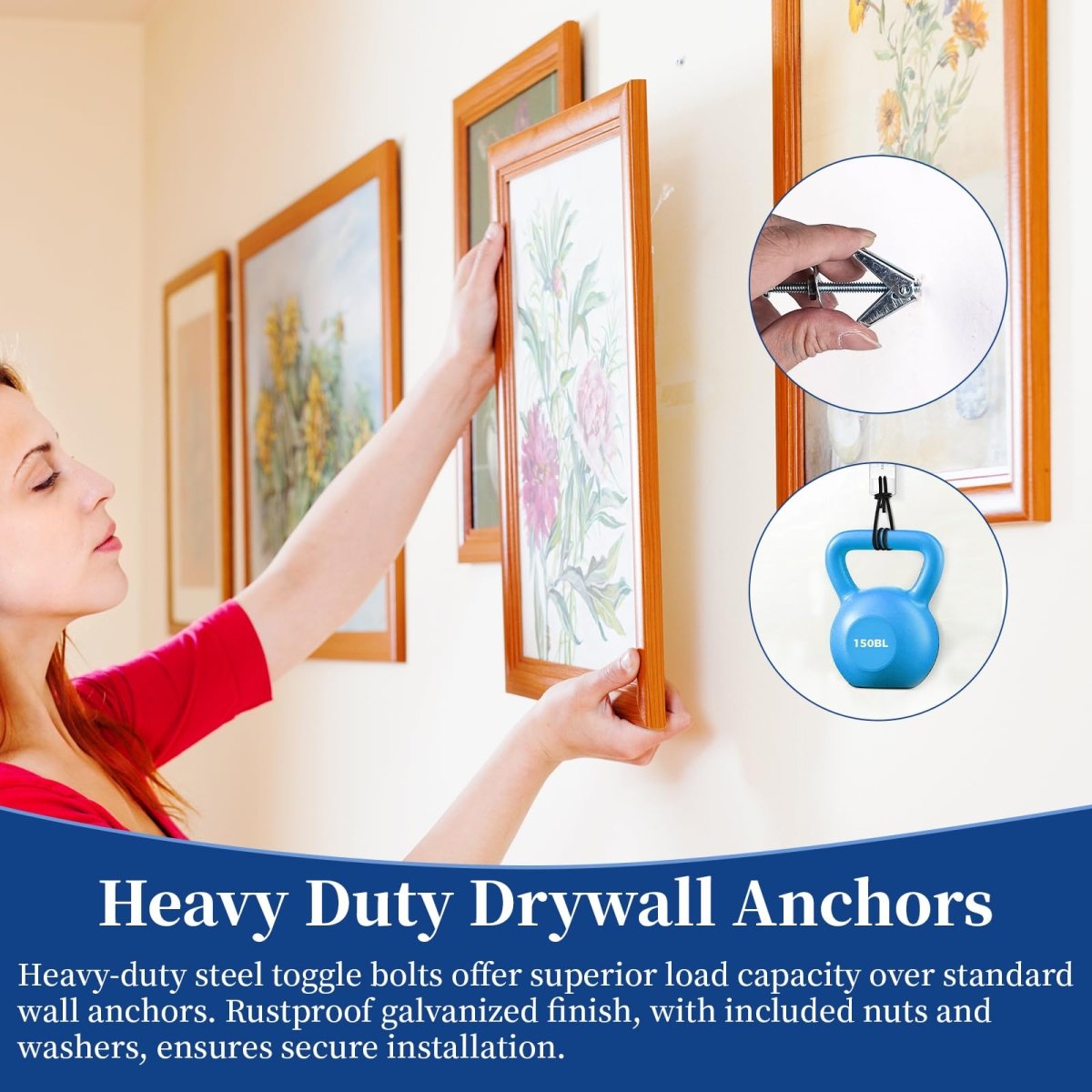 Heavy Duty Toggle Bolts and Wing Nut Kit 50 Sets - 1/8'', 3/16'', 1/4'' Drywall Anchors & Screws Assortment with Nuts & Washers for Wall Mounting & Hanging - HomeDIYer