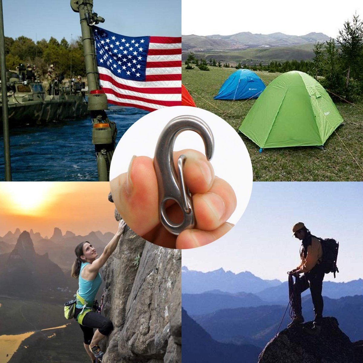10Pcs 304 Stainless Steel Spring Snap Hook Clip M30 M50 M70 M100 - HomeDIYer