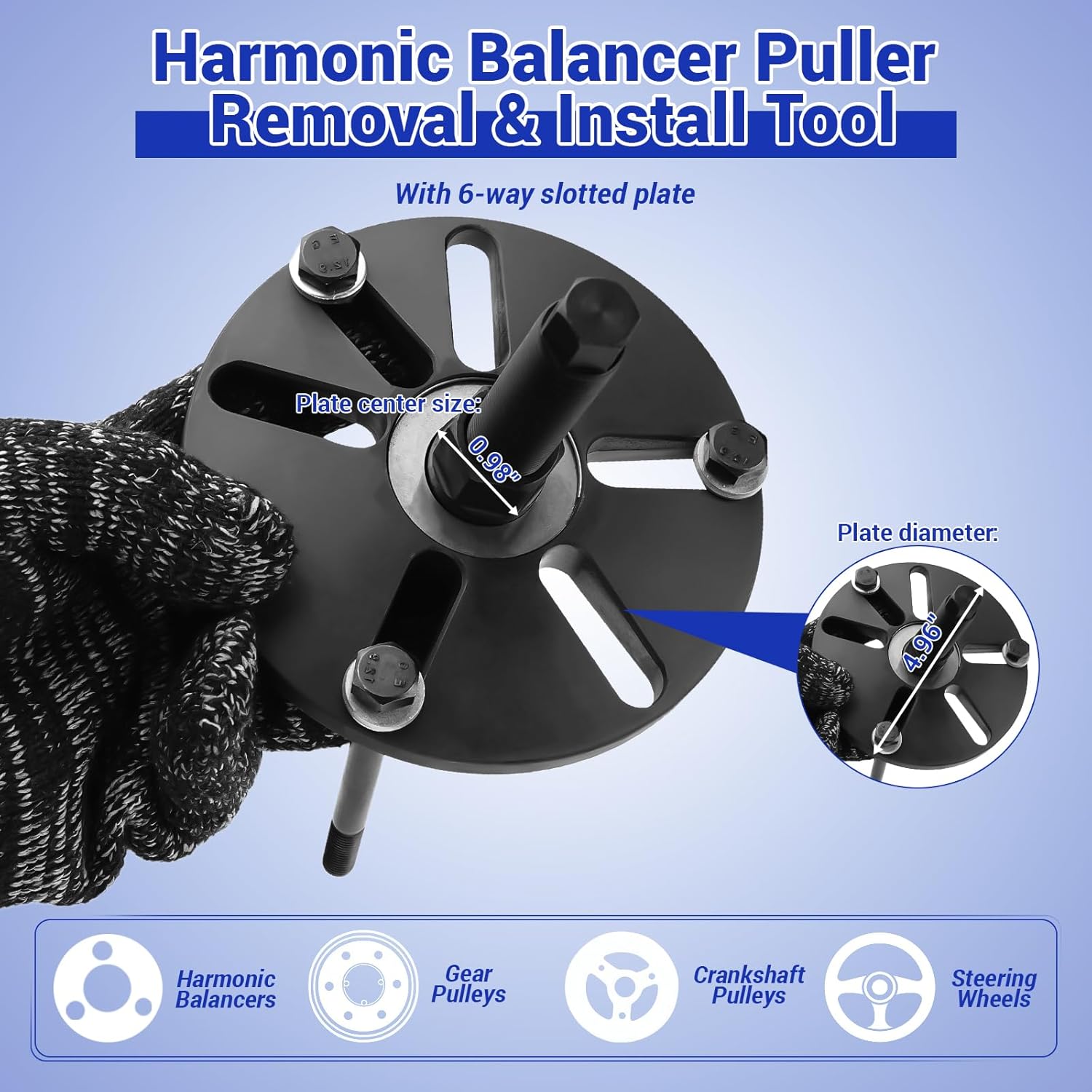 59 Pcs Harmonic Balancer Puller & Installer Set – Flywheel Remover, Crankshaft Pulley & Steering Wheel Pulling Tool Kit