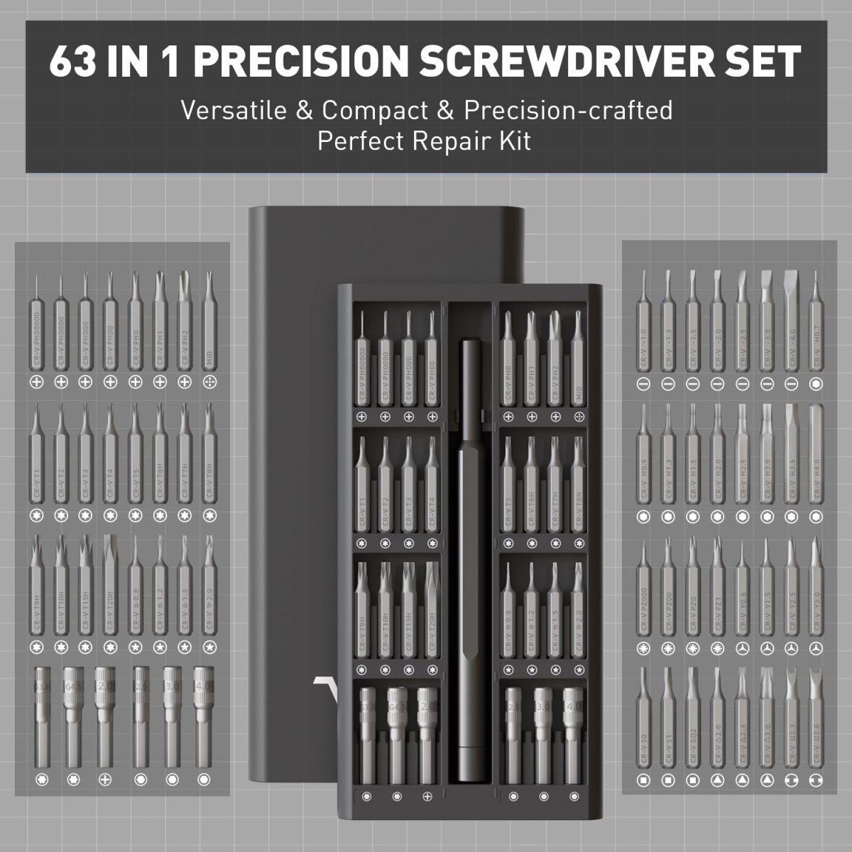 Small Screwdriver Set, 63 in 1 Precision Screwdriver Set iphone Repair Tool Kit with Case Screwdriver Set for Electronics Gameconsole Watch Tablet PC MacBook | HomeDIYer - HomeDIYer