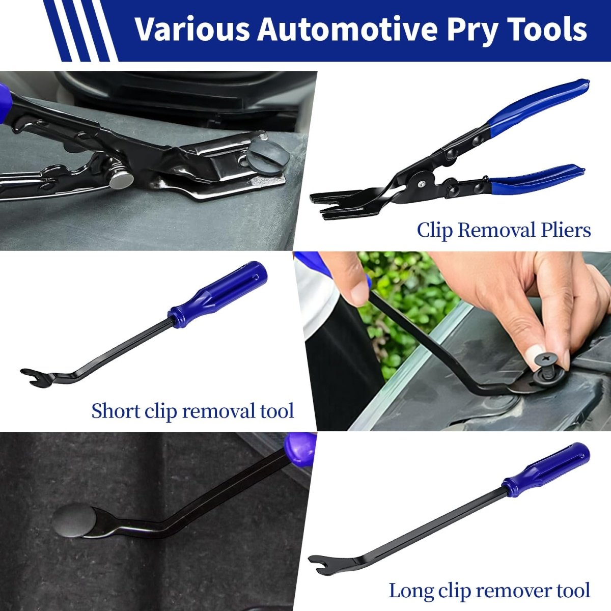 3 Pcs Trim Removal Tool, Include Clip Pliers, Fastener Remover Tool kit, Auto Trim Removal Tool Kit for Automotive Repair, Car Trim Removal & Panel Removal, with Storage Pouch - HomeDIYer