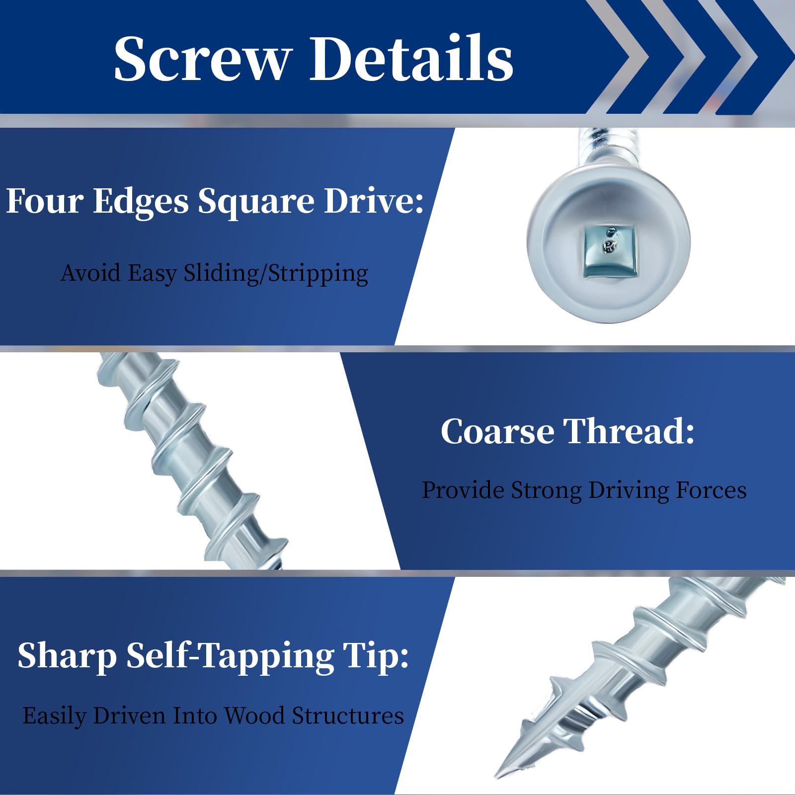 Goobetter 100Pcs 1-1/4" Pocket Hole Screws #8 | Includes Square Drive Bit