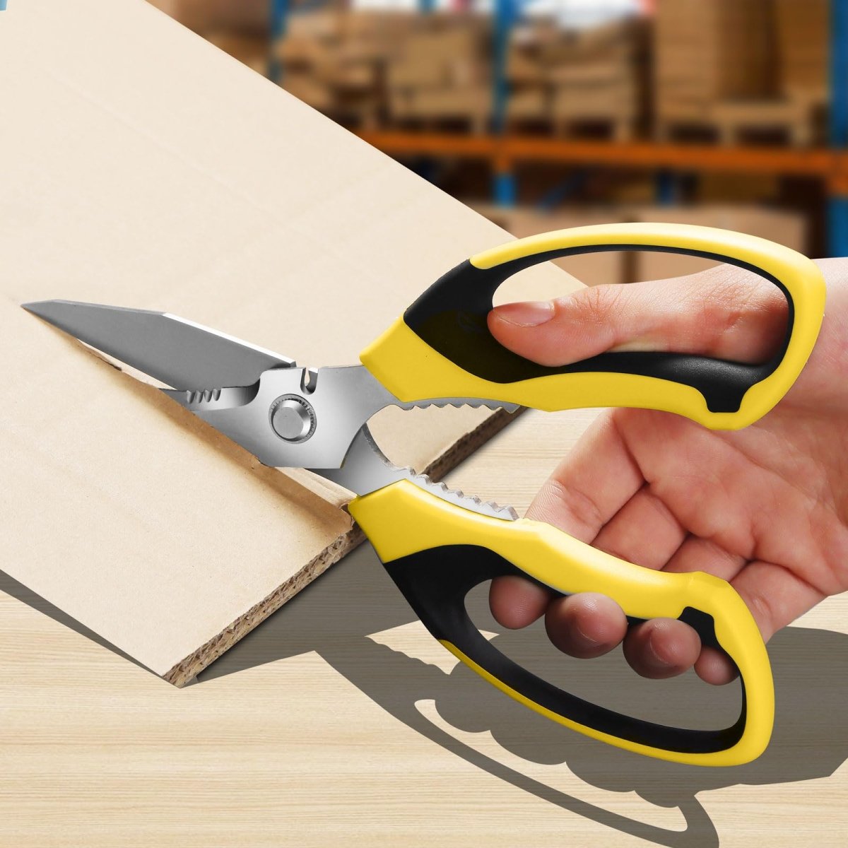Utility Scissors Heavy Duty: sharp Scissors All Purpose heavy duty, Easy Cutting Carpet, Cardboard, Wires, Leather, Fabric - HomeDIYer