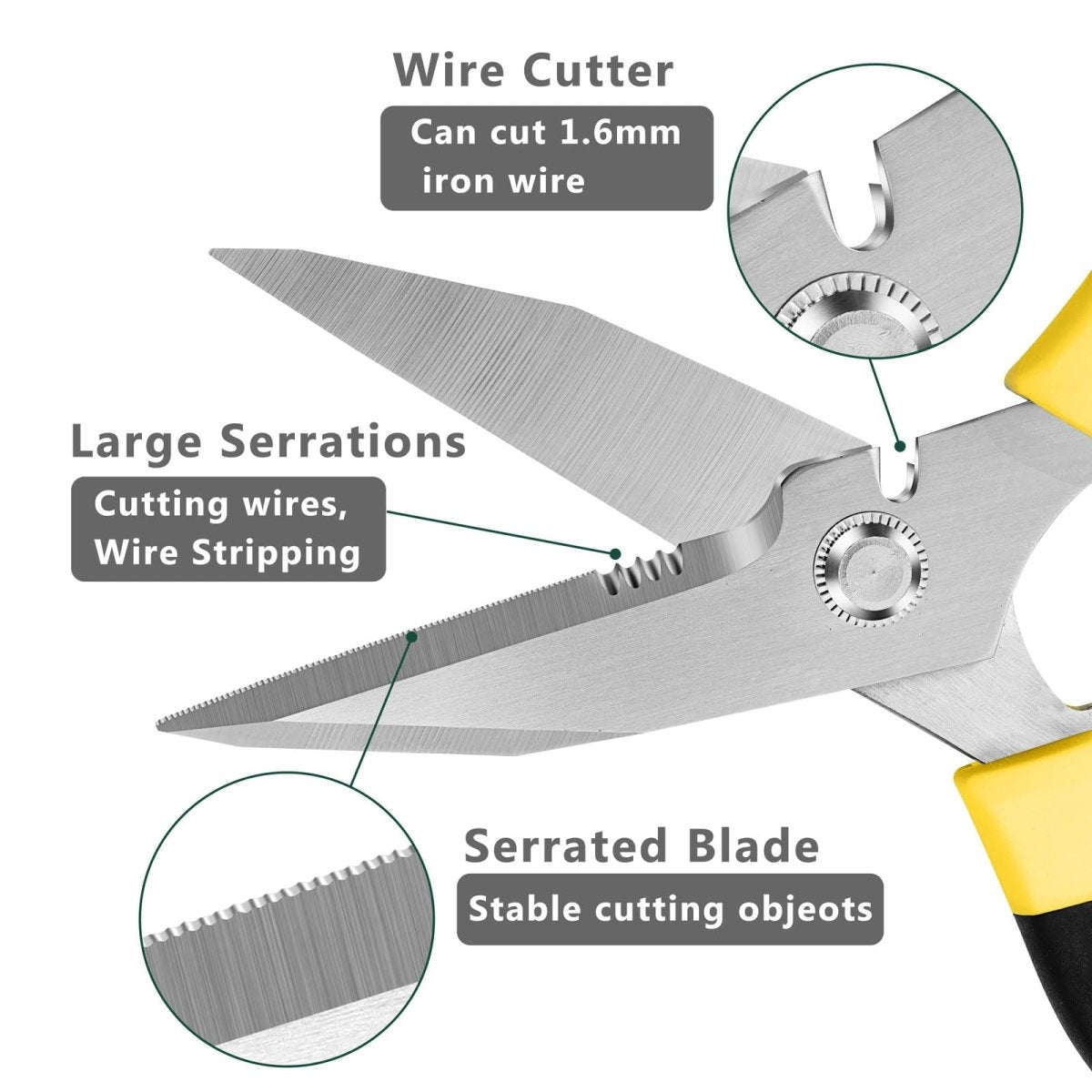 Utility Scissors Heavy Duty: sharp Scissors All Purpose heavy duty, Easy Cutting Carpet, Cardboard, Wires, Leather, Fabric - HomeDIYer