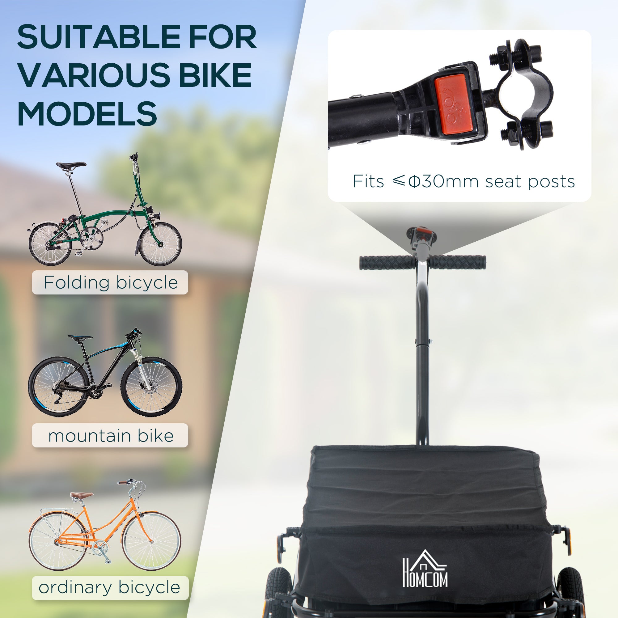 Aosom Bicycle Cargo Trailer with Removable Box and Waterproof Cover, Bike Wagon Trailer with Two 16in Wheels