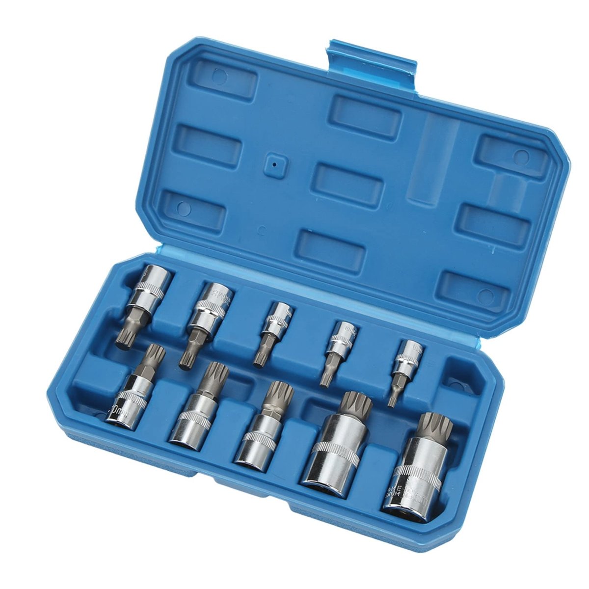 Professional 10 Pcs XZN 12 Point Triple Square Spline Bit Socket Set Tamper Proof with Case Automotive Tool Kit High Quality - HomeDIYer