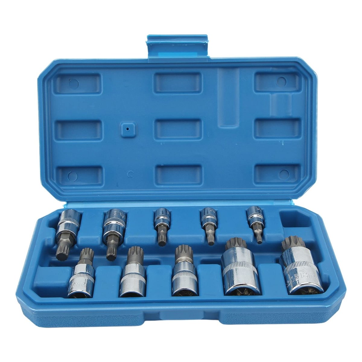 Professional 10 Pcs XZN 12 Point Triple Square Spline Bit Socket Set Tamper Proof with Case Automotive Tool Kit High Quality - HomeDIYer