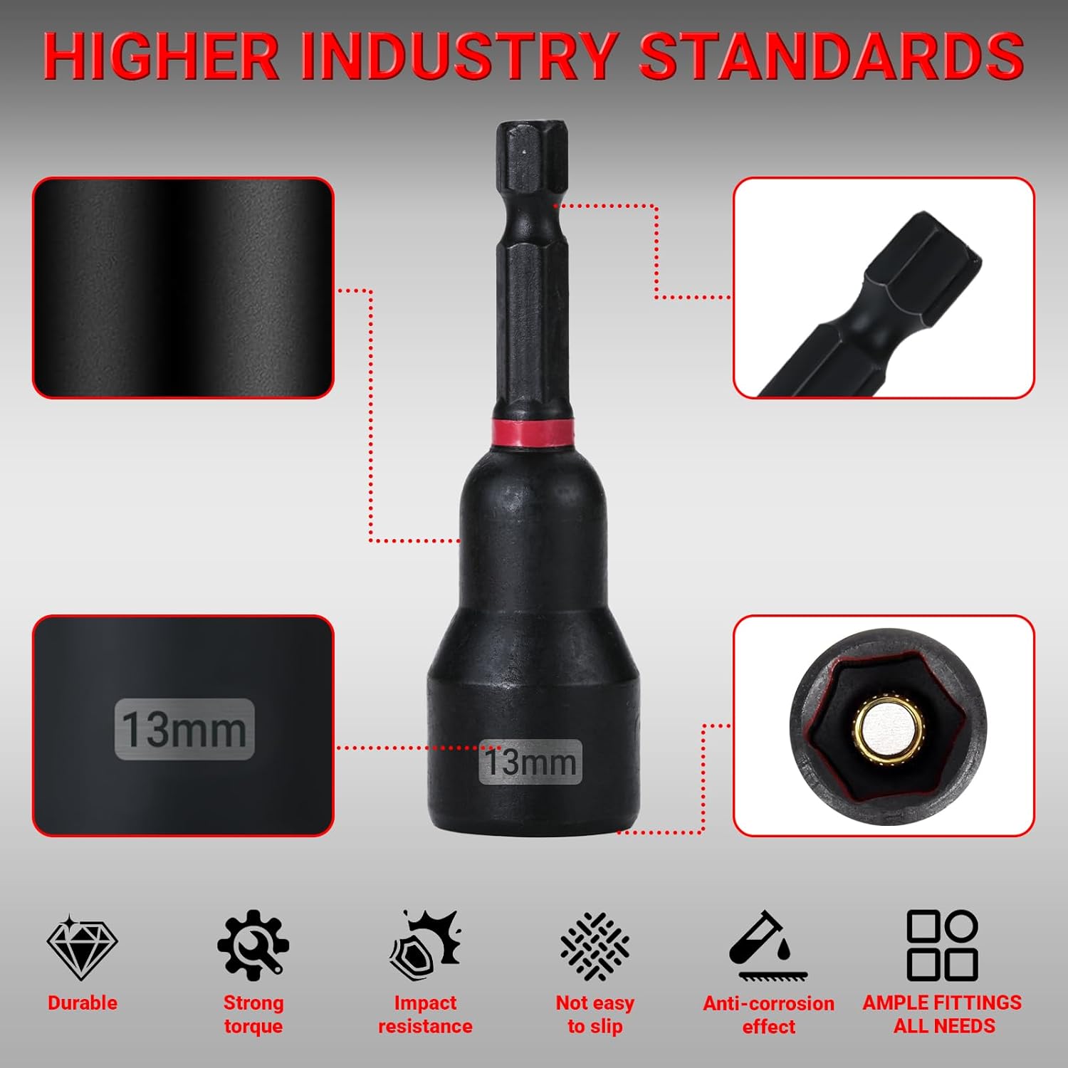 Magnetic Impact Nut Driver Set, 57PCS Nut Driver Set for Impact Drill, Impact Driver Socket Set with SAE & Metric Deep Nut Drivers, Socket Adapters, Wing Nut Driver, Quick Release Extension-HomeDIYer