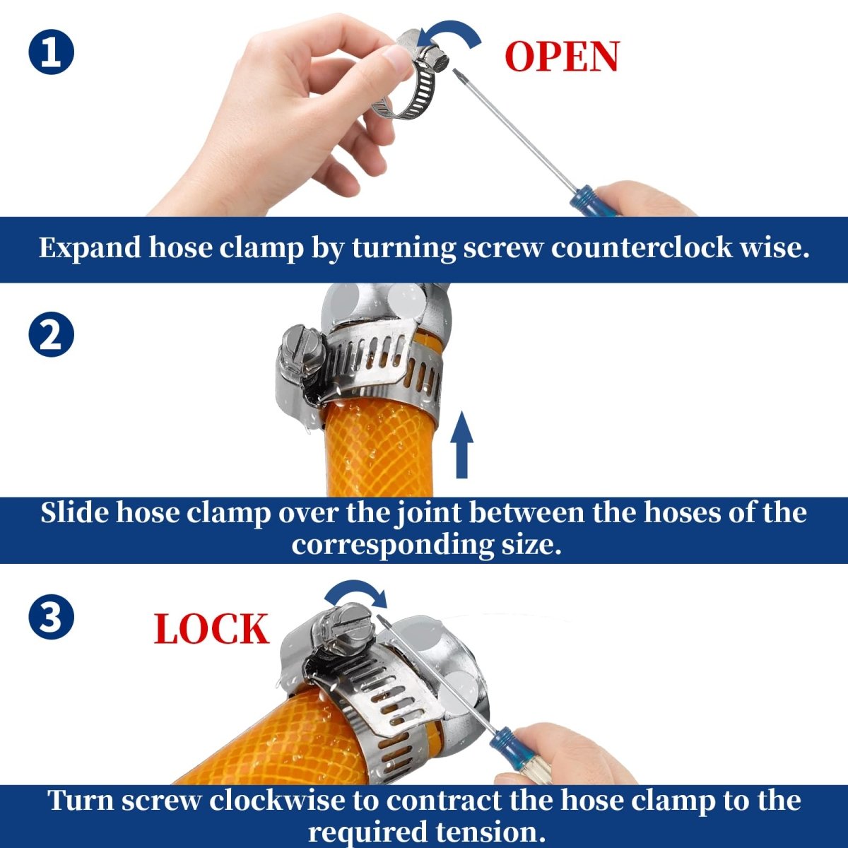 25PCS Stainless Steel Hose Clamps (1/4 - 2 Inch, 6 - 51mm) - Heavy Duty Worm Drive Clamps for Plumbing, Automotive, Radiator, HVAC, Dishwasher, Washing Machine Repair - HomeDIYer