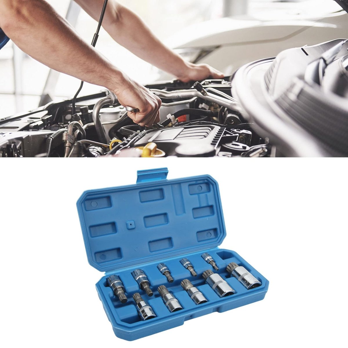 Professional 10 Pcs XZN 12 Point Triple Square Spline Bit Socket Set Tamper Proof with Case Automotive Tool Kit High Quality - HomeDIYer