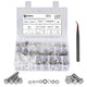 Nuts and Bolts Assortment Kit, 262 Pcs 304 Stainless Steel Bolts and Nuts Kit, A2 Hex Head Nut and Bolt Set #1/4-20, #5/16-18, #3/8-16, with Flat and Lock Washers