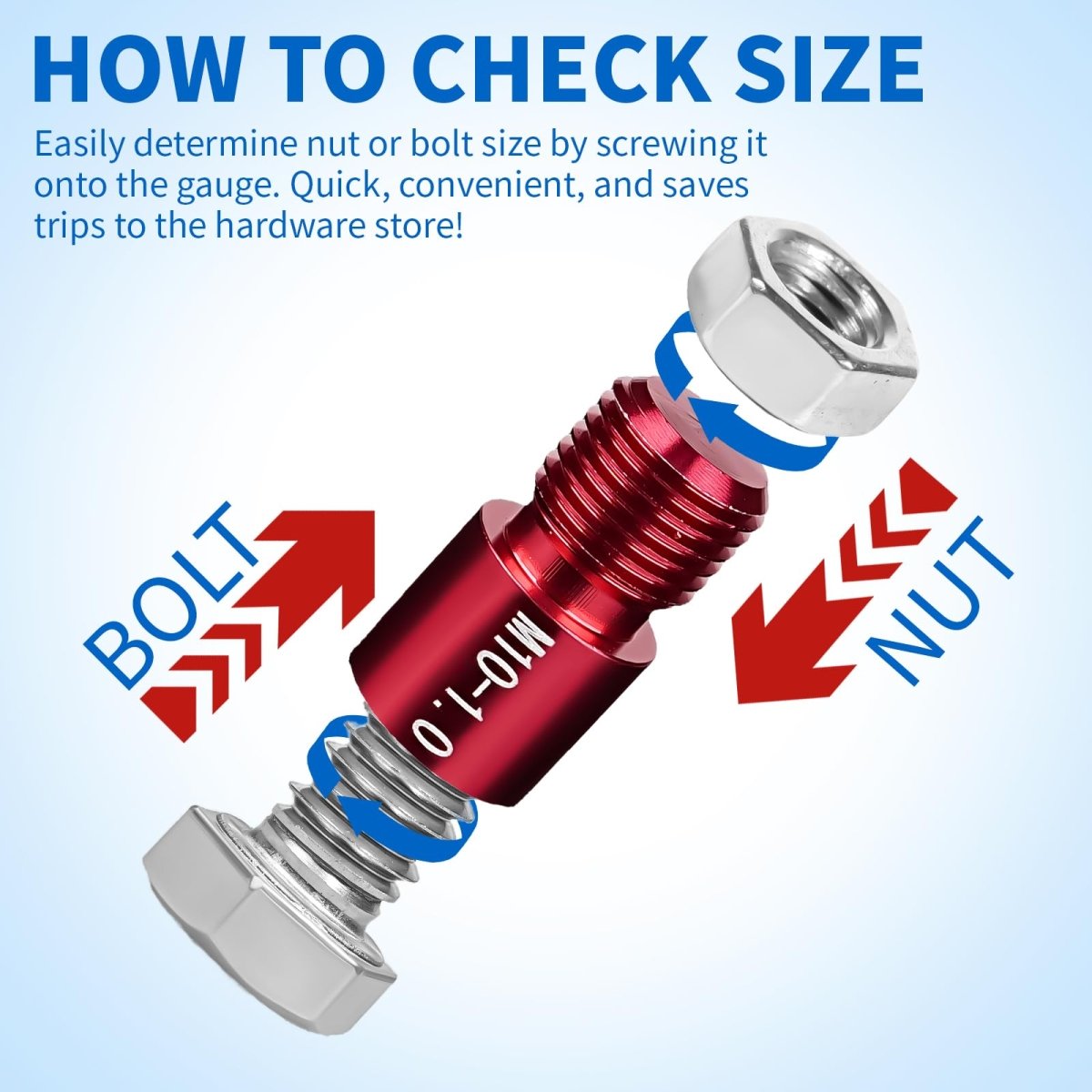 Nut and Bolt Thread Checker Standard and Metric, 44 Male/Female Bolt Size Finder Thread Gauge (23 Standard & 21 Metric), for Bolt and Nut Size Chart in Narrow Areas (Silver & Black) - HomeDIYer