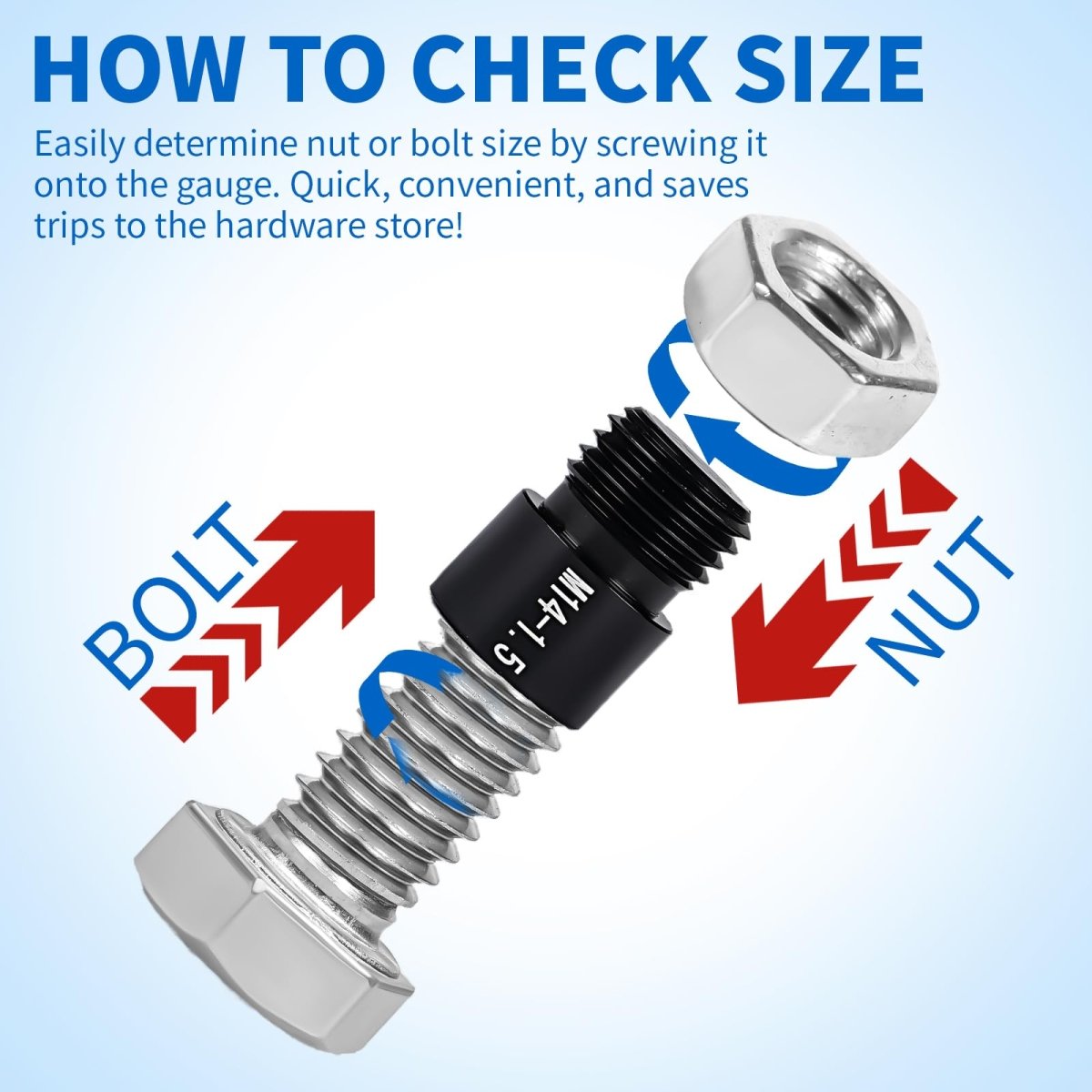 Nut and Bolt Thread Checker Standard and Metric, 44 Male/Female Bolt Size Finder Thread Gauge (23 Standard & 21 Metric), for Bolt and Nut Size Chart in Narrow Areas (Silver & Black) - HomeDIYer