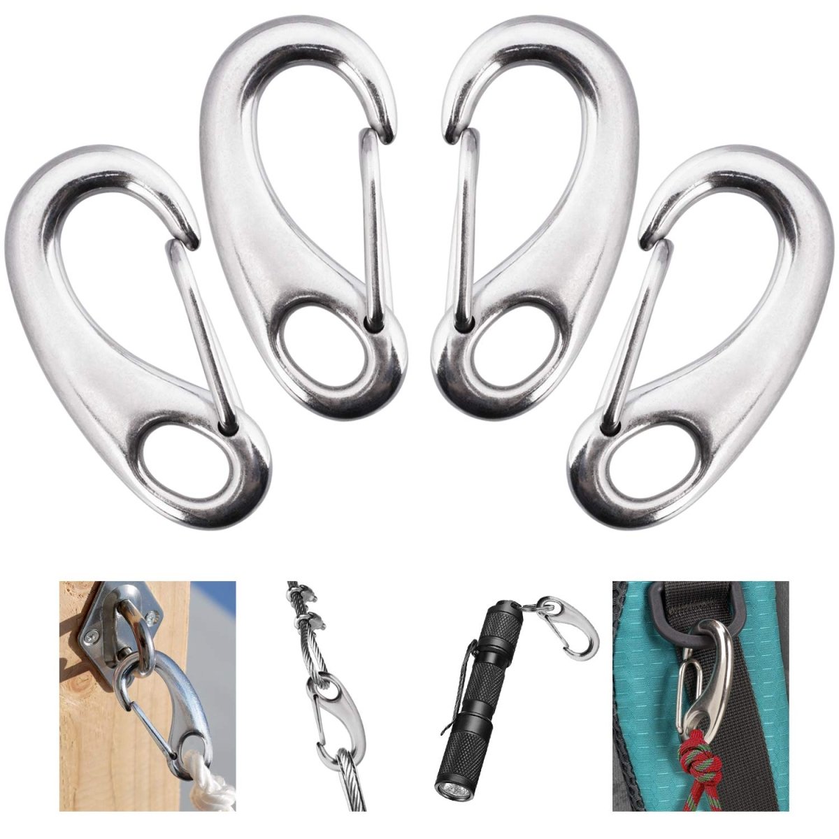 10Pcs 304 Stainless Steel Spring Snap Hook Clip M30 M50 M70 M100 - HomeDIYer