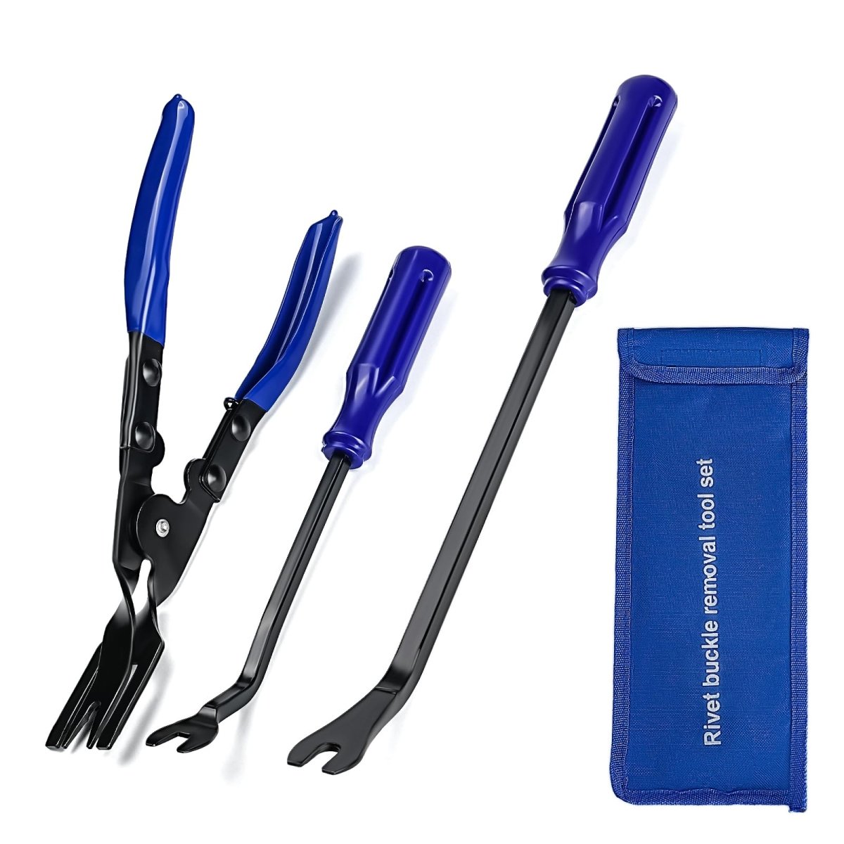 3 Pcs Trim Removal Tool, Include Clip Pliers, Fastener Remover Tool kit, Auto Trim Removal Tool Kit for Automotive Repair, Car Trim Removal & Panel Removal, with Storage Pouch - HomeDIYer