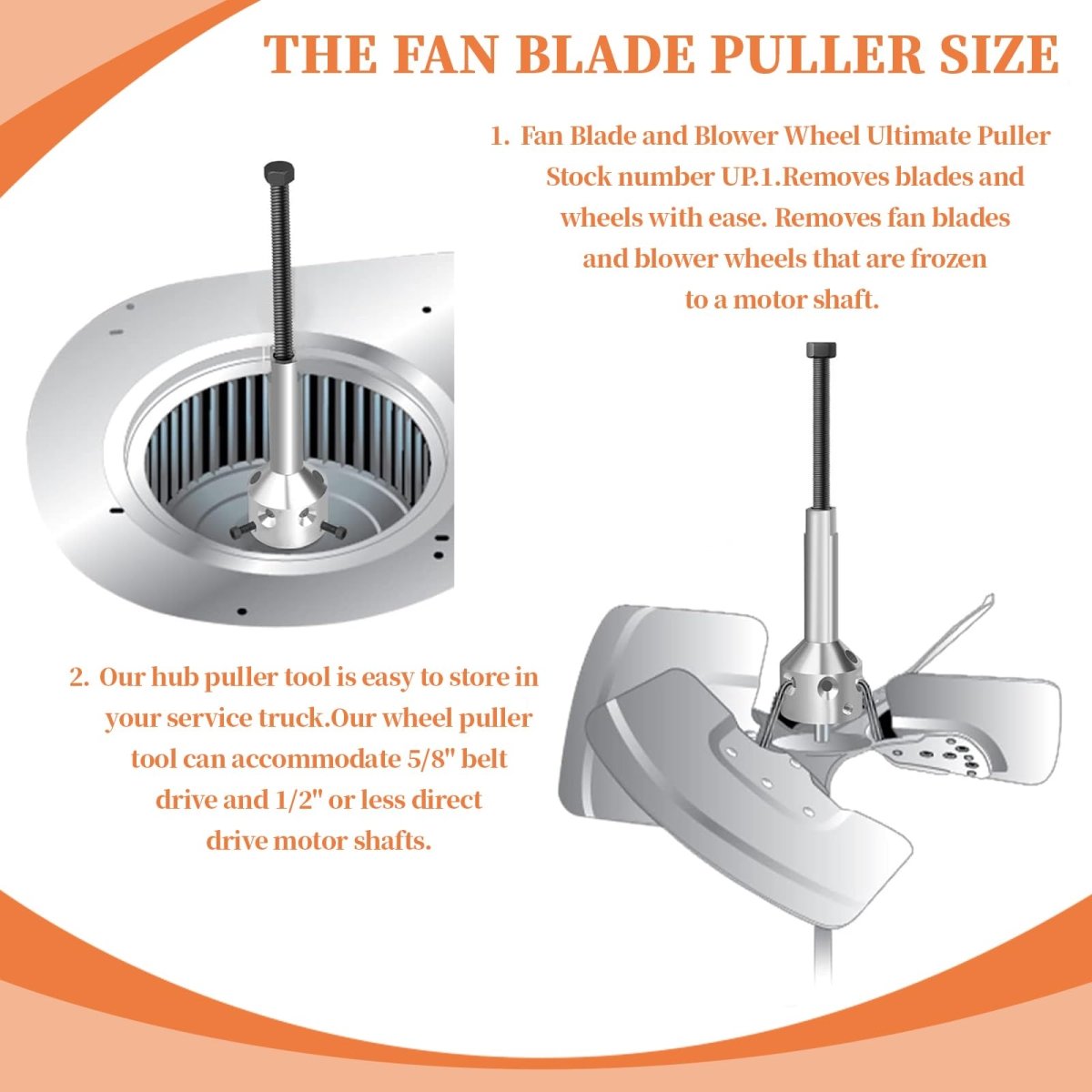 UP - 1 Ultimate Hub Fan Blade Blower Wheel Puller Perfect for 5/8'' Belt Drive and 1/2'' Or Less Direct Drive Motor Shaf, Supco Tools - HomeDIYer