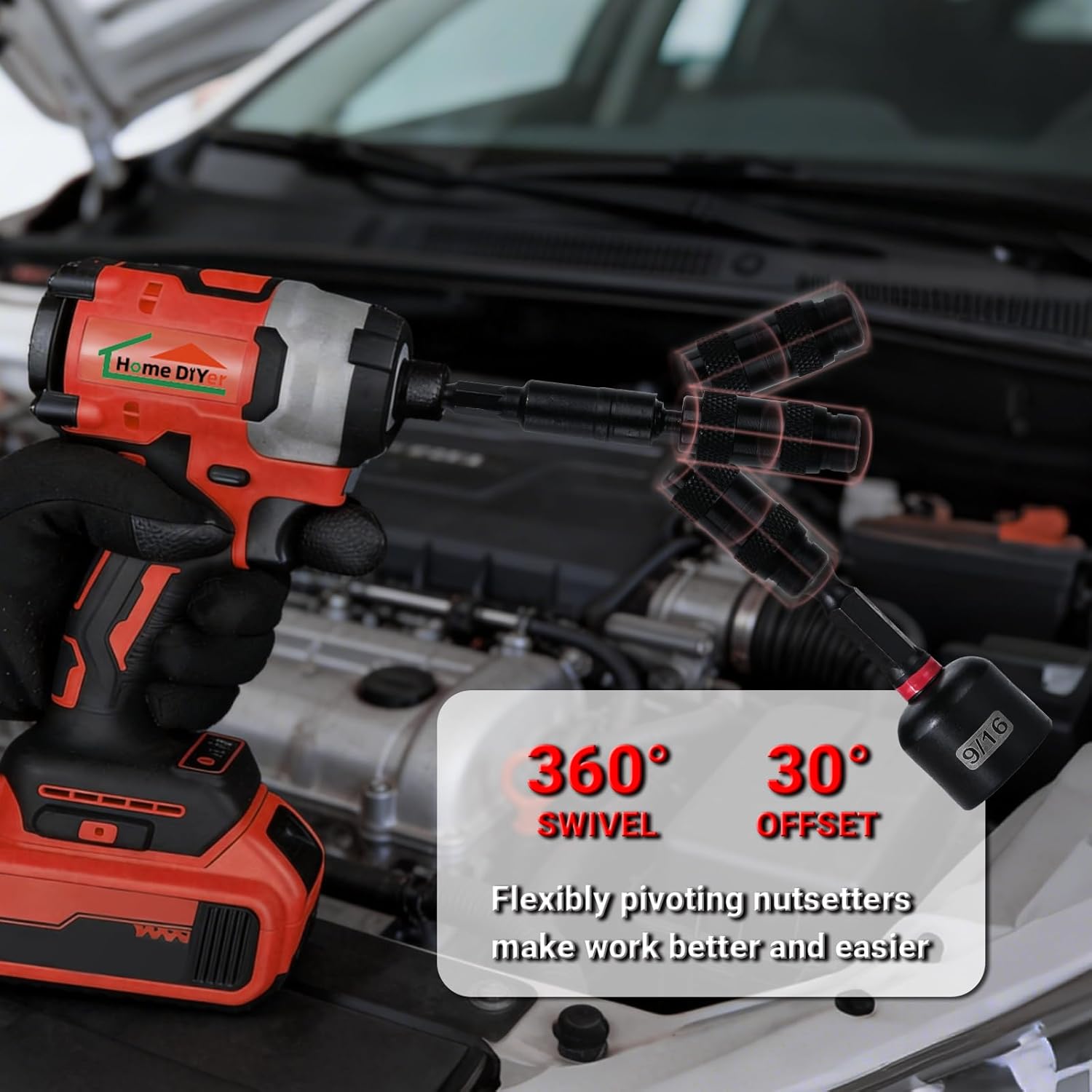 Magnetic Impact Nut Driver Set, 57PCS Nut Driver Set for Impact Drill, Impact Driver Socket Set with SAE & Metric Deep Nut Drivers, Socket Adapters, Wing Nut Driver, Quick Release Extension-HomeDIYer