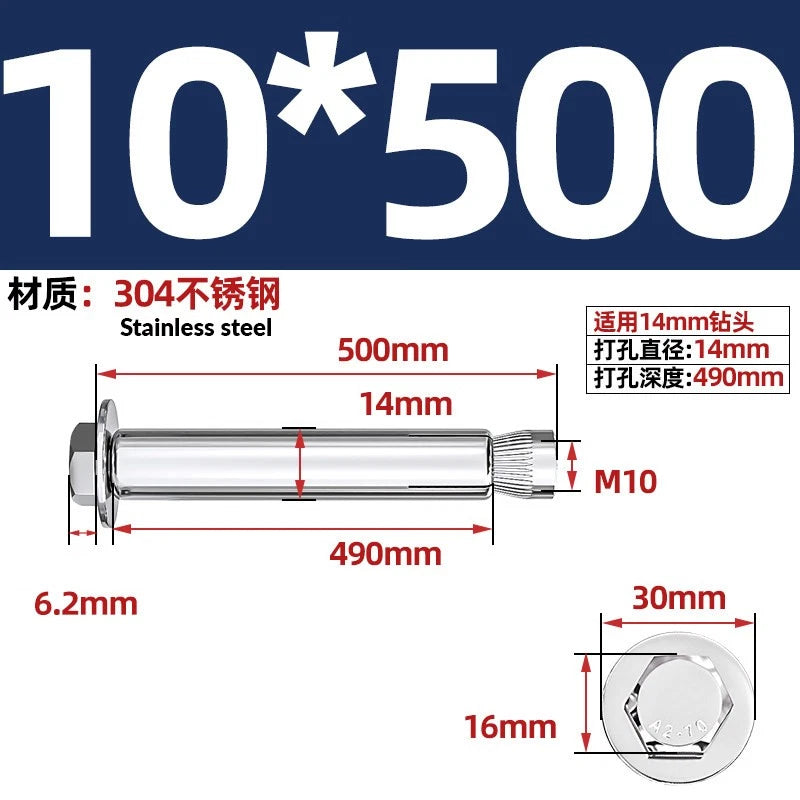 Stainless Steel Masonry Concrete Expansion Anchor Bolt — M6 M8 M10 M12 M16 | 304 & 201 SS