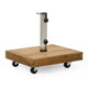 RALPH 40 lb Square Patio Umbrella Base, Acacia Wood Teak Finish, Fits 1.57 & 1.77 in. Poles