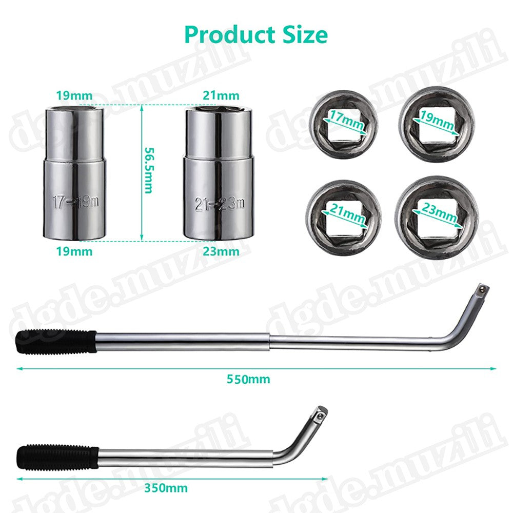 Extendable Wheel Telescopic Car Van Brace Socket Tyre Nut Wrench 17-19-21-23mm