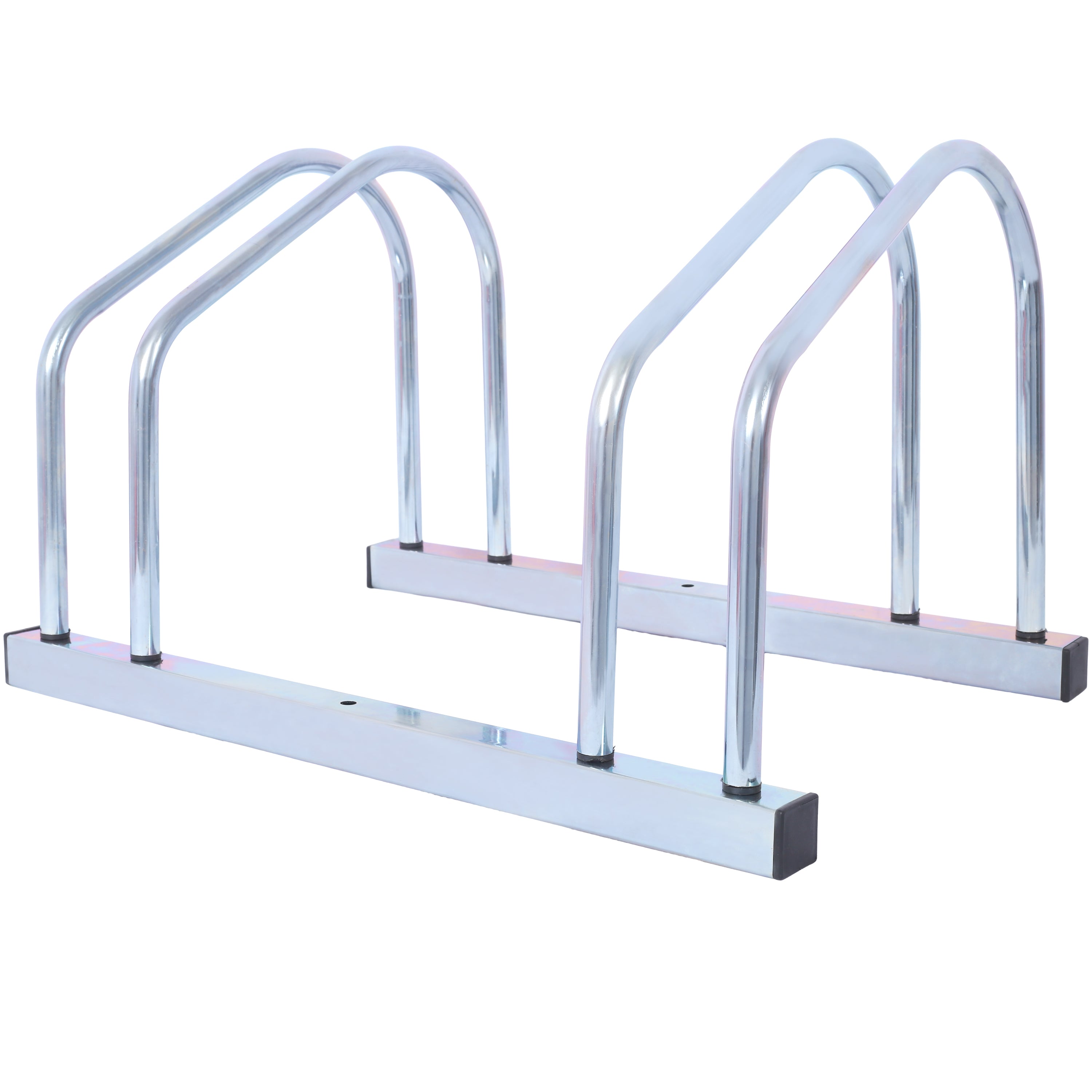 2-Bike Floor Stand – Heavy-Duty Garage Bike Parking Rack, Indoor/Outdoor, Fits 22-28" Wheels, Galvanized Steel