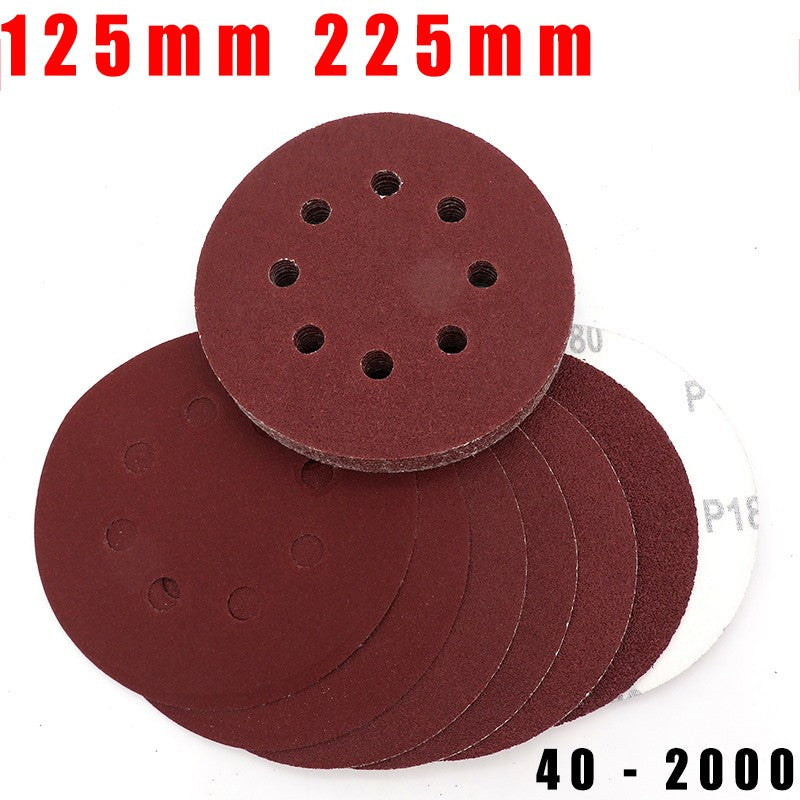 125mm 225mm Red Sanding Discs Hook Loop Sandpaper Pads 8 Hole Grit 40 - 2000